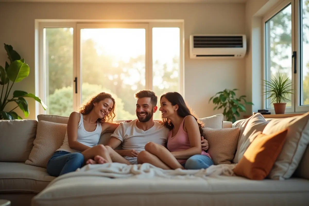family enjoying comfortable home with efficient summer air conditioning